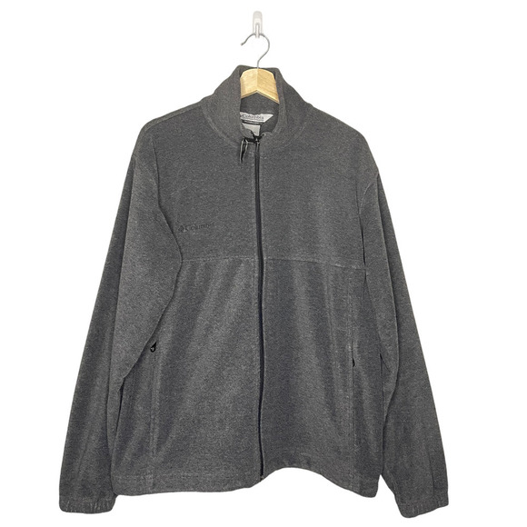 Columbia Fleece Jacket Gray Classic Full Zip Long Slv Logo Gorpcore Size Medium - Picture 11 of 11